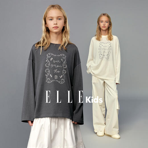 💕春季童装-烫钻圆领长袖宽松T恤W287EL 商品图1