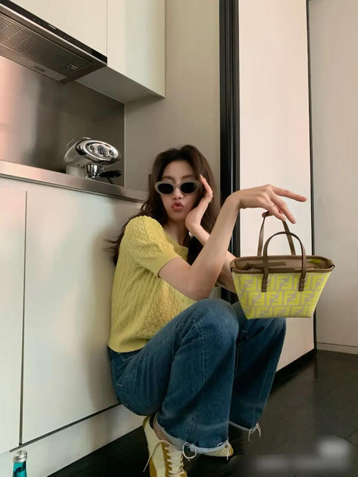 Fendi mini Roll tote 柠檬黄 老花拼皮 斜挎包 商品图2