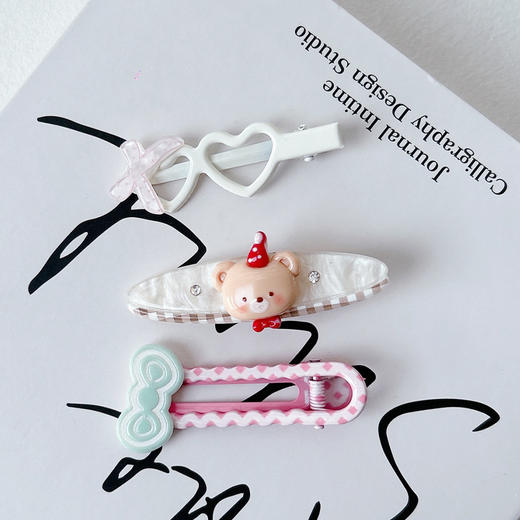 可爱卡通奶咖小熊组合发夹（3个）-纪念日百货门店同款169149193 商品图1