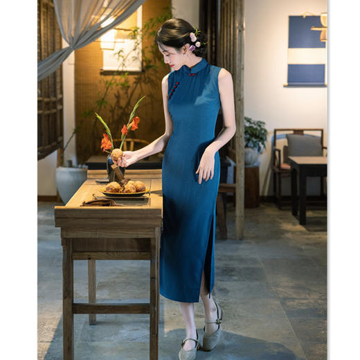 优雅时尚小个子少女款日常旗袍，日常可穿学院风无袖旗袍GX-152518 商品图0