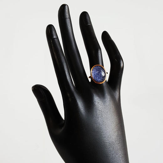 【天然正品】AU750玫瑰金镶天然蓝发晶蛋面水晶戒指15.2*12.2MM（皆取最大值）13.5号（戒圈可改）100126NJT07 商品图6