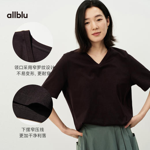 女装“记忆里的温润棉布”26春夏【生棉】女士V领短袖T恤 商品图4