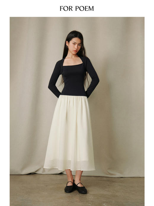 ForPoem 26/SS 原创设计假两件撞色拼接连衣裙 商品图0