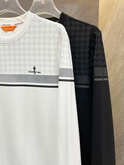 点此购买 比音勒芬秋冬季男士千鸟格纹复古典雅印花圆领加绒卫衣 ss 338079 商品图3