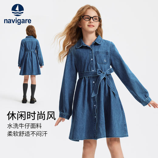 【 纳维凯尔】【120-165】意大利小帆船女童牛仔连衣裙 商品图1