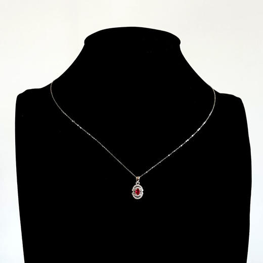 【天然正品】AU750白金镶钻镶天然近1克拉鸽血红红宝石吊坠项链18.3*9.2*4.0MM（皆取最大值）030226NJT46 商品图5