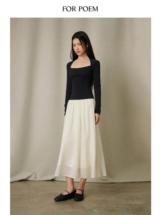 ForPoem 26/SS 原创设计假两件撞色拼接连衣裙 商品图2