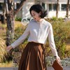 西子/醋酸桑蚕丝莫代尔经典气质木耳边立领优雅上衣/SYHY0261 商品缩略图2