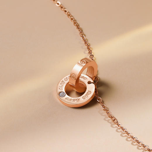 金六福吉祥钛钢双环套链★ 商品图3