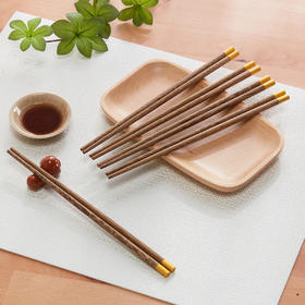 NITORI宜得利家居 厨房餐厅筷子金福装饰无漆木筷5双