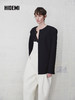 HIDEMI 绵羊毛黑色简约一粒扣宽肩收腰圆领西装西服外套 商品缩略图3