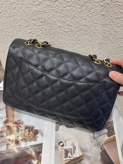 Chanel CF jumbo 黑金 荔枝纹牛皮 单肩包 商品图1