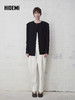 HIDEMI 绵羊毛黑色简约一粒扣宽肩收腰圆领西装西服外套 商品缩略图0