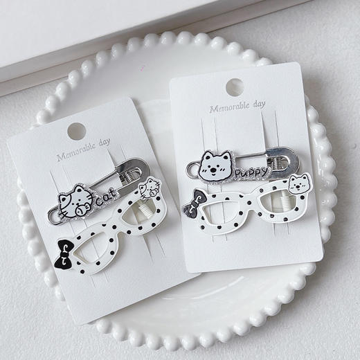 波点银眼镜组合对装发夹-纪念日百货门店同款169149231 商品图0