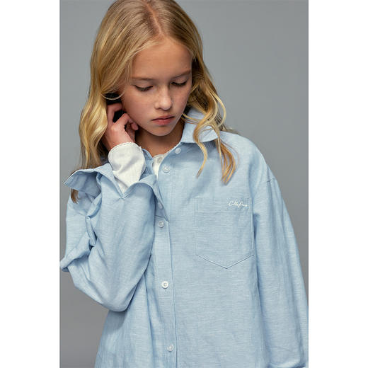 💕春3童装亚麻棉休闲绣花衬衫/亚麻棉绣花连腰松紧休闲直筒裤 商品图2