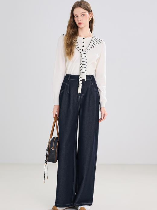 【百图lulu定制】【瀑布牛仔裤】 垂感 宽松 显瘦牛仔裤 阔腿裤 商品图7