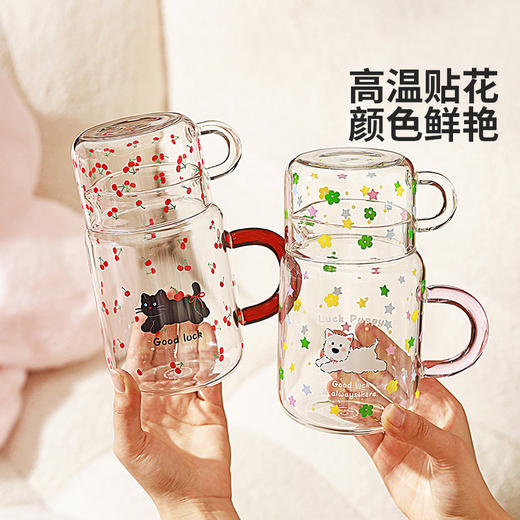 摩登主妇玻璃杯带把手家用杯子高颜值带盖水杯牛奶杯一人饮冷水壶 商品图2