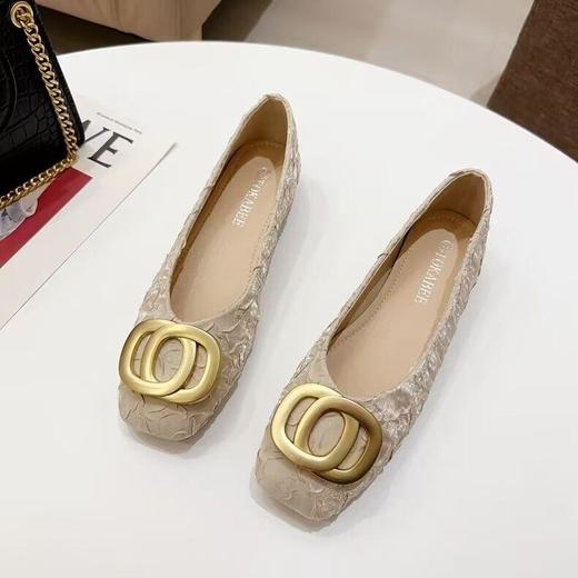 百搭金属扣浅口方头豆豆鞋女新款简约温柔风舒适平底单鞋35-40★娃娃优选 商品图3