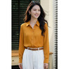 「琥珀光感桑蚕丝衬衫」暖润缎感 优质桑蚕  
 亲肤养肤 米思阳2026春季新款舒适真丝衬衫 简约通勤风职业翻领单排扣衬衫长袖上衣1419 商品缩略图2