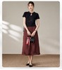 热卖中！！2026 新中式国风套装女 T恤显瘦遮胯A字长裙套装  刺绣盘扣短袖简约气质休闲百搭 商品缩略图0