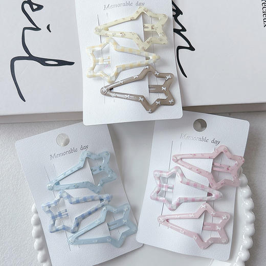 印花猫眼效果星星夹组合发夹（3个）-纪念日百货门店同款169099018 商品图3