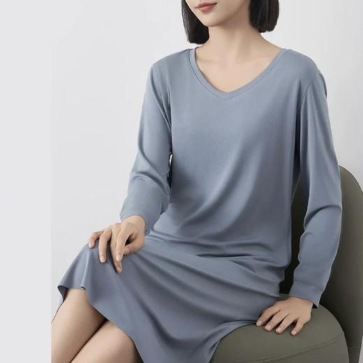 【女士兰精莫代尔V领长袖连衣裙家居服】/睡衣 轻柔舒适透气 极简百搭不挑身材 商品图5