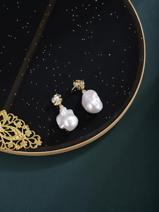 子佩集【暮色潮汐】银S925珍珠惜王妃耳钉【EM2968-XF】巴洛克2602 商品图3
