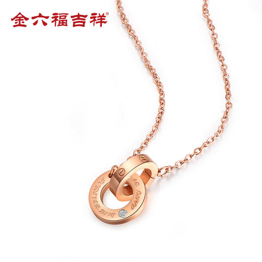 金六福吉祥钛钢双环套链★ 商品图1