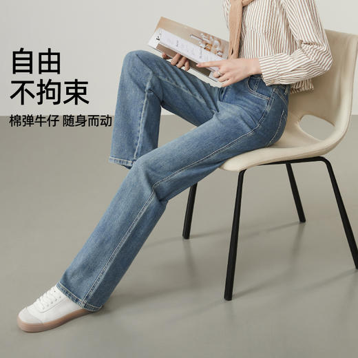 【春新品-微松-细长直筒裤】逸阳春季爆款显瘦窄版直筒复古蓝牛仔裤3531 商品图2