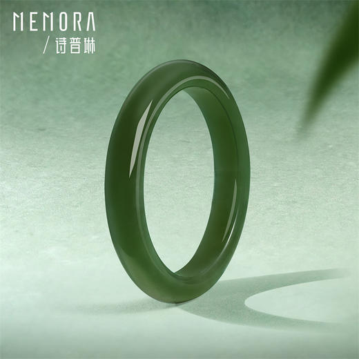 【新品首发】瑞玉系列 和田玉碧玉平安镯 中国玉女士礼物MEMORA诗普琳NW104603 商品图3