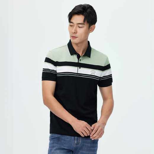 【莱赛尔】德鲨短袖条纹撞色POLO衫男青年休闲翻领棉质t恤 商品图1
