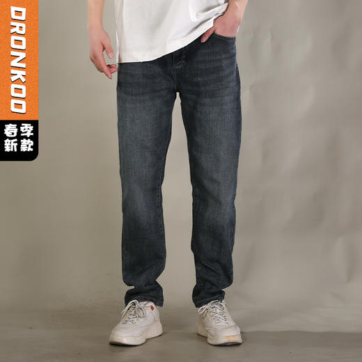 DRONKOO 2026 正常腰表袋后绿刺绣字母中厚牛仔长裤 商品图0