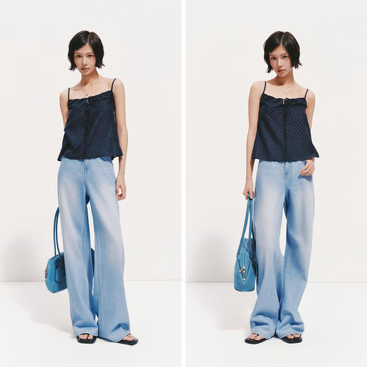 森柔|森马牛仔裤女夏季凉感抑菌阔腿裤2026新款显腿长潮流拖地裤 商品图4