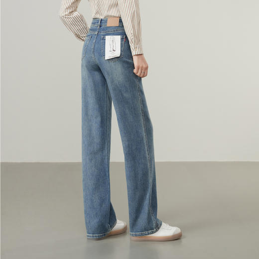 【春新品-微松-细长直筒裤】逸阳春季爆款显瘦窄版直筒复古蓝牛仔裤3531 商品图3