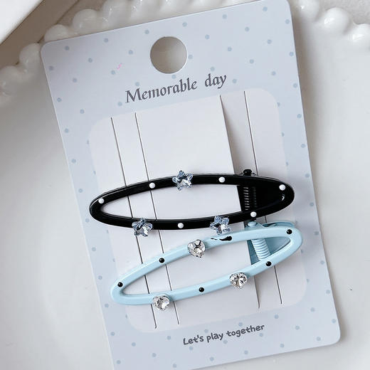 海盐蓝镂空钻饰夹对装发夹-纪念日百货门店同款169096790 商品图1