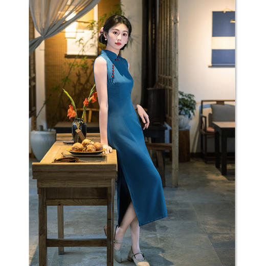 优雅时尚小个子少女款日常旗袍，日常可穿学院风无袖旗袍GX-152518 商品图2