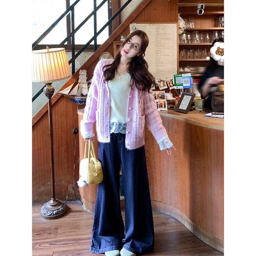 <曾小咸推荐>3.1现货秒杀！微信超特价！韩系v领蕾丝花边毛针织衫 日常129.99 立减60 秒杀69.99！淡粉色麻花v领毛衣 秒杀129.99！！ 商品图4