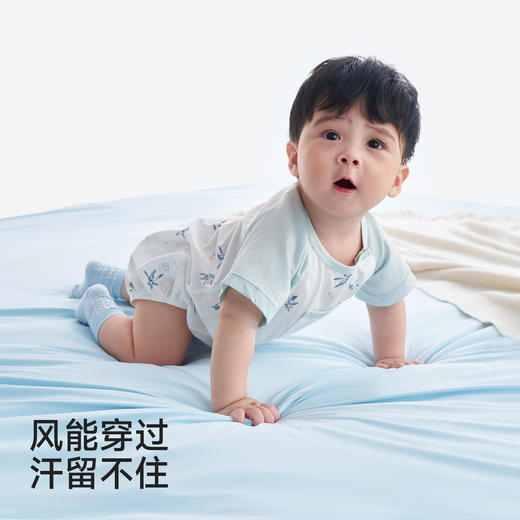 【商场同款】英氏婴儿连身衣女宝男宝夏季短袖哈衣宝宝居家连体衣 商品图3
