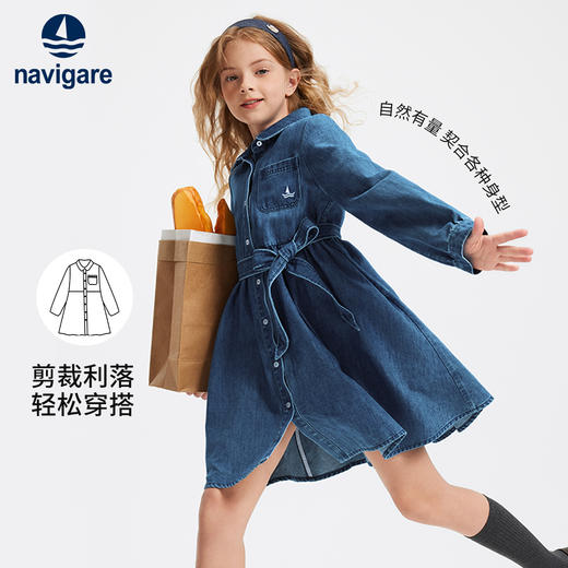 【 纳维凯尔】【120-165】意大利小帆船女童牛仔连衣裙 商品图2