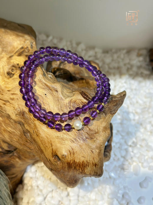 天然紫水晶珍珠双层设计手链 | 能量数字“万能”吊坠牌 商品图3