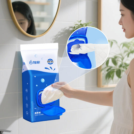 【组合装】柚家 家居清洁大礼包 （厨房纸巾*1提+无芯卷纸12卷+湿厕纸*1提+柔纸巾） 商品图4