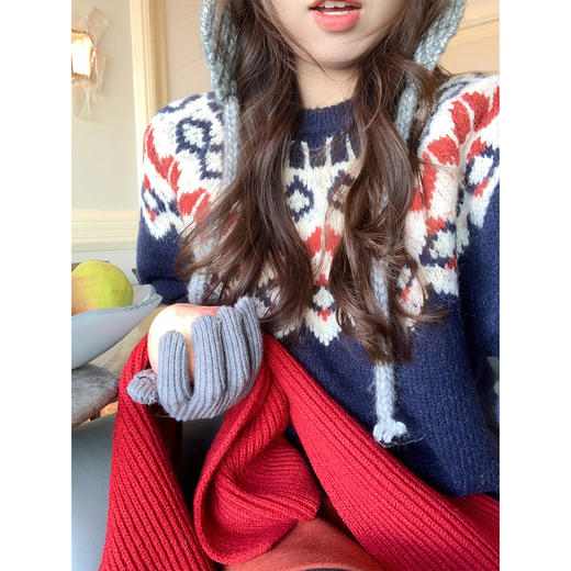 <曾小咸推荐>2.28现货秒杀！微信超特价！2色提花费尔岛针织衫毛衣 日常189.99 立减100 秒杀89.99！ 商品图1