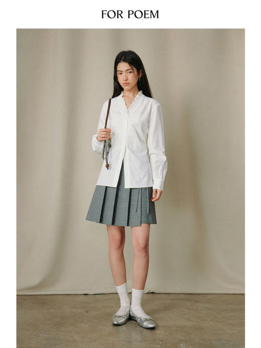 ForPoem 26/SS 原创设计通勤系列花边收腰衬衫 商品图3