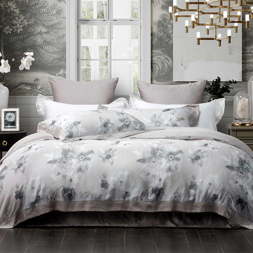 多喜爱 60S兰精天丝四件套 萃嘢/黛雾/墨苒/竹憶/花慕里 【奥地利进口兰精天丝】【礼盒包装】【三方拼框】【专利床单】如丝柔滑 如水沁凉 商品图10