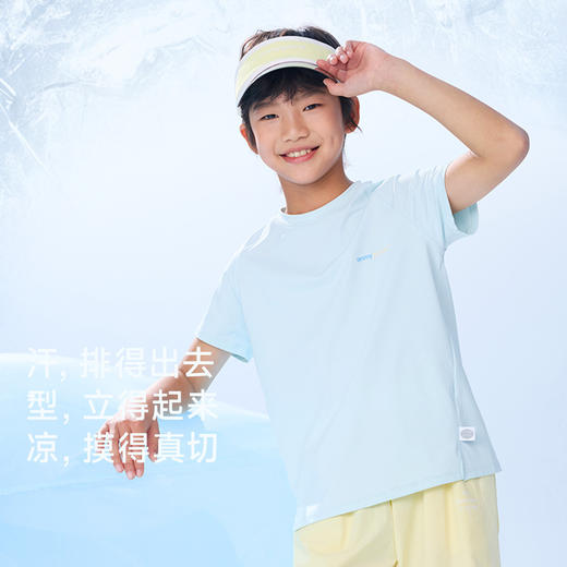 onmygame26夏新品儿童凉感速干短袖t恤男女童运动休闲圆领上衣 商品图3