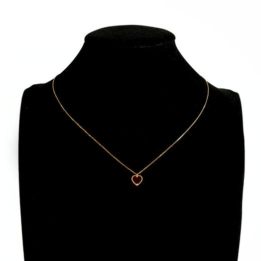 【天然正品】AU750玫瑰金简约时尚定制款爱心造型玛瑙吊坠项链10.3*9.1*2.7MM（皆取最大值）44CM（长度可调节）090226NJS19 商品图5