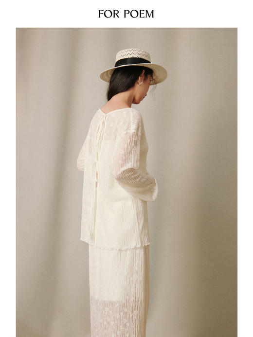 ForPoem 26/SS 原创设计前后两穿花朵肌理感条纹开衫 商品图4