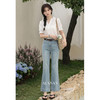鹿向南「牛仔诗篇」蓝色微喇直筒牛仔裤女春季新款高腰显瘦长裤子 商品缩略图3