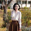 西子/醋酸桑蚕丝莫代尔经典气质木耳边立领优雅上衣/SYHY0261 商品缩略图0