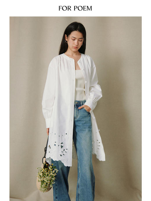 ForPoem 26/SS 原创设计通勤系列圆领刺绣花边衬衫裙 商品图2